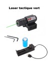 Laser tactique Vert avec fixation rail 11 et 22 mm, pile rechargeable et chargeur