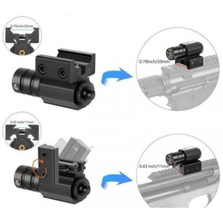 Laser tactique Vert avec fixation rail 11 et 22 mm, pile rechargeable et chargeur
