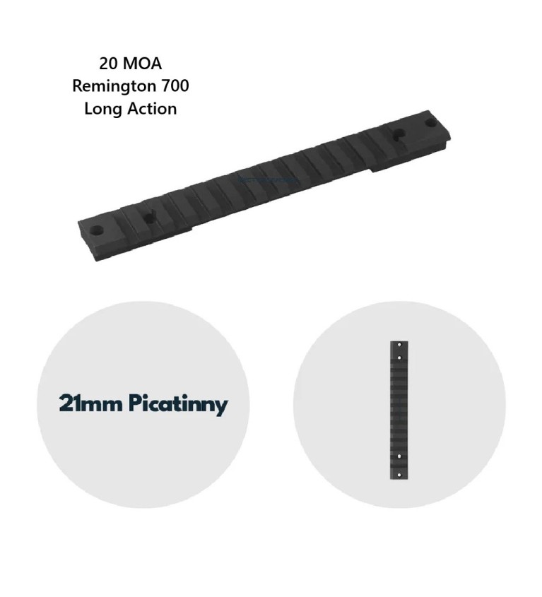 Embase rail picatinny 20 MOA en acier pour Carabine Remignton 700 Long Action