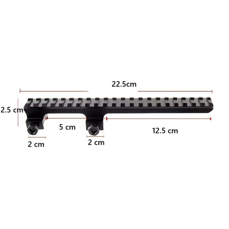 Réhausse de rail picatinny (2.5 cm) avec extension (22.5cm)