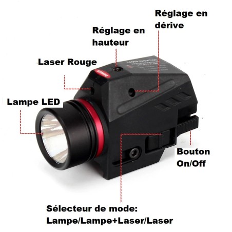 Lampe Laser Rouge Magorui pour rail picatinny