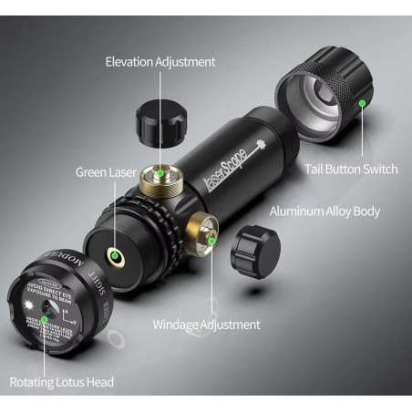 Laser Vert Ultra puissant pour rail picatinny ou fixation lunette avec switch déporté