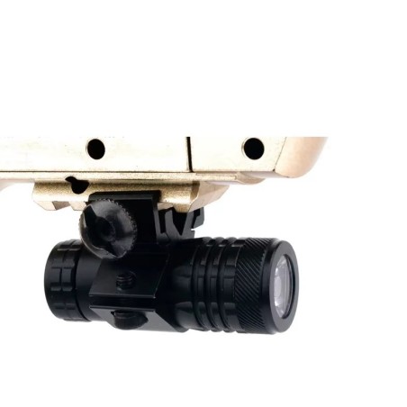 Lampe tactique strobo pour rail 11 et 22 mm avec pile rechargeable, chargeur et switch déporté
