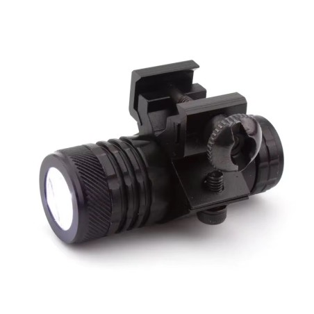 Lampe tactique strobo pour rail 11 et 22 mm avec pile rechargeable, chargeur et switch déporté
