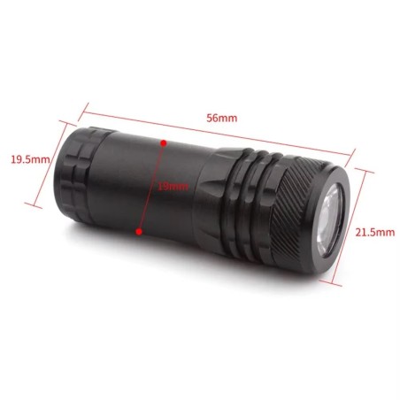 Lampe tactique strobo pour rail 11 et 22 mm avec pile rechargeable, chargeur et switch déporté