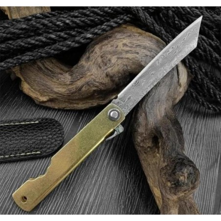 Couteau de poche japonais Higonokami lame damas