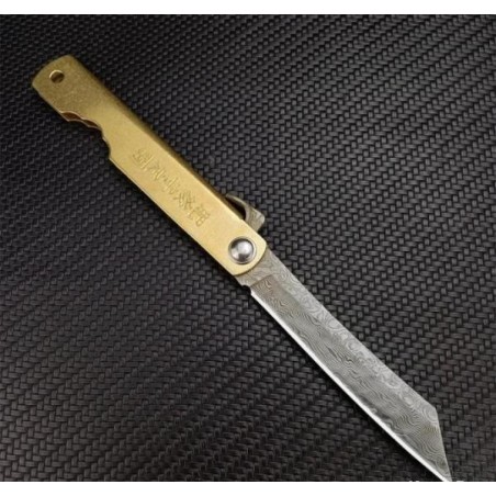 Couteau de poche japonais Higonokami lame damas