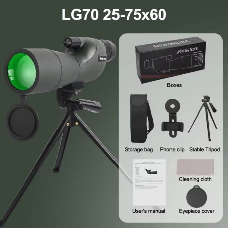 Télescope Monoculaire 25-75x60 avec trépied et adaptateur pour smartphone