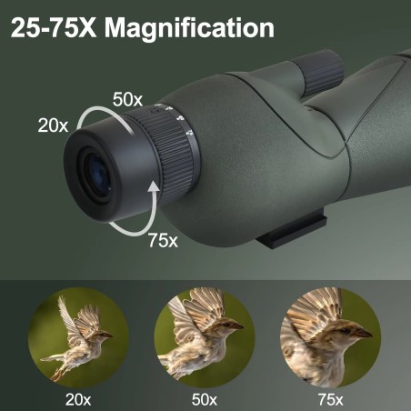 Télescope Monoculaire 25-75x60 avec trépied et adaptateur pour smartphone