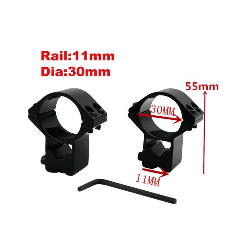 Colliers de fixation pour lunette de tir rail 11 mm type tunnel diamètre 30 mm
