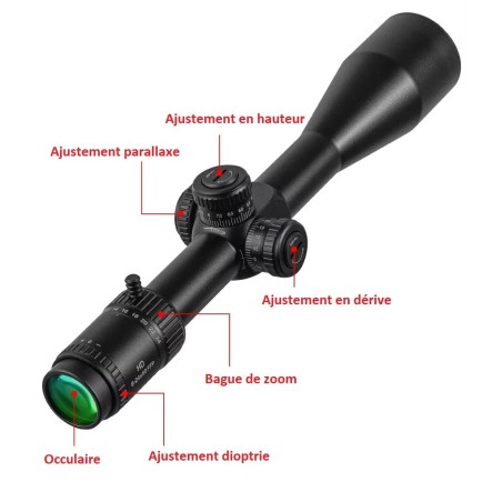 Lunette de tir Diana 6-24x50 FFP pour calibre jusqu'à ,308 avec colliers aux choix