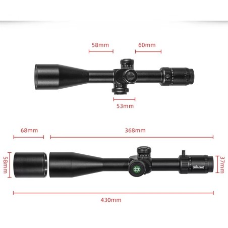 Lunette de tir Diana 6-24x50 FFP pour calibre jusqu'à ,308 avec colliers aux choix