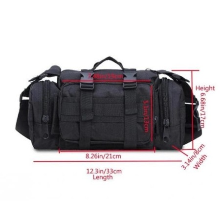 Sac à bandoulière type militaire étanche de couleur noir