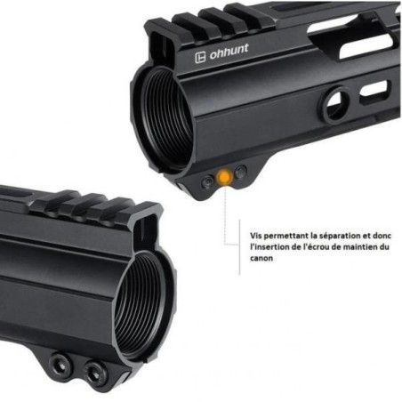 Garde main Alu 12" noir pour AR15 avec attache M-lok, QD et picatinny