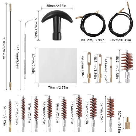 Kit de nettoyage universel toutes armes pour calibres ,17 à 12 GA